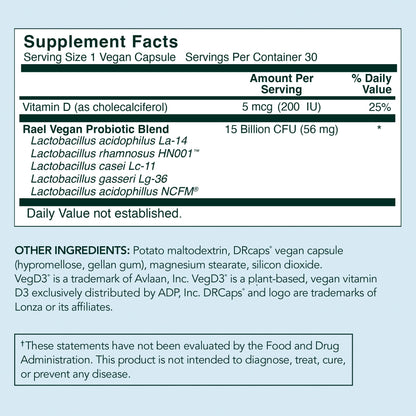 Rael Probiotics for Women - Supplements, Digestive Enzymes, Prebiotics, pH Balance, Vaginal Odor & Flora