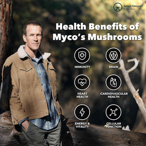 Adapt Naturals Bio-Avail Myco, 8-in-1 Superfood Mushroom Supplement Complex - Lions Mane, Chaga, Cordyceps, Reishi, Shiitake, Tremella, Turkey Tail, Maitake - Immune & Cognitive Function - 30 Day Supply