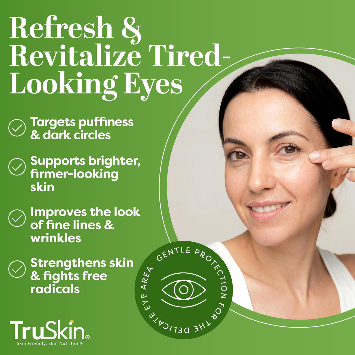 TruSkin Peptide Eye Cream Gel - Lightweight Treatment for Dark Circles & Fine Lines (15ml)