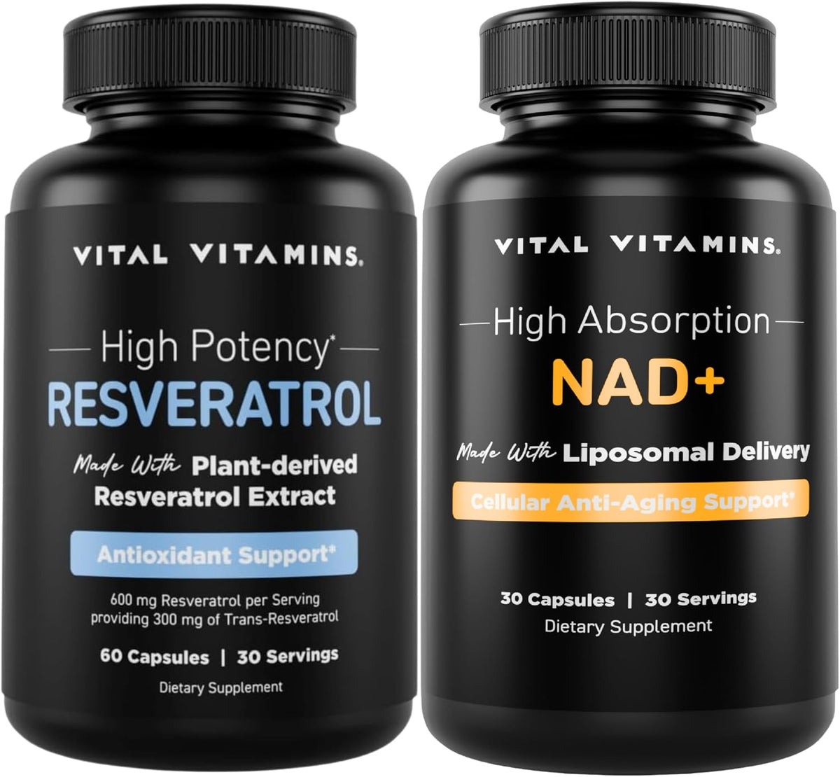 Vital Vitamins Resveratrol Capsules + NAD+ Supplement