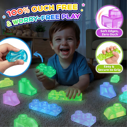 57PCS Soft Glow in The Dark Building Blocks for Toddlers, Dream City