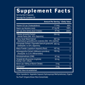PS Natural Testosterone Booster, D3, Zinc, Horny Goat Weed, 60 Day Supply - Tribulus, tongkat ali, fenugreek, ashwagandha & maca root for men, made in USA, GMP & NSF certified, non-GMO, gluten free