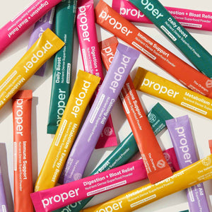 Proper The Essentials Super Foods Powder 5-Stick Variety Pack - Super Greens, Gut Health, Metabolism & Energy, Calm Magnesium Powder & Immune Support Supplement Packs