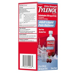 Tylenol Adult Liquid Pain Reliever and Fever Reducer, Extra Strength Liquid Acetaminophen for Fast Pain Relief for Headaches & Other Minor Pain, Cherry Flavor, Dye & Alcohol Free, 8 fl. oz