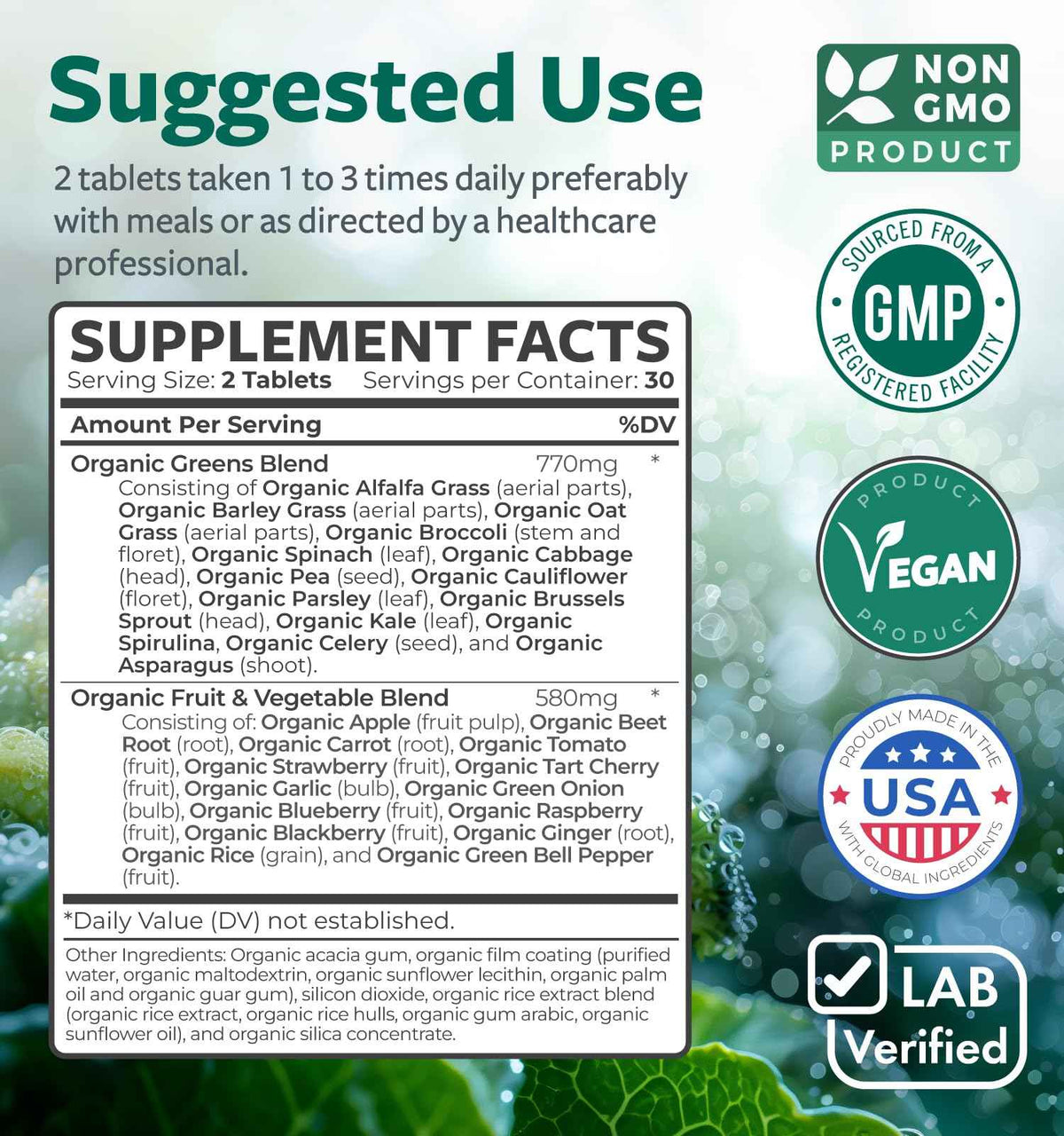 Super Greens & Vitamin C (1-Month Supply) Greens & C Synergy Bundle of Organic Super Greens Powder - Complete Superfood (60 Capsules) & & Vitamin C Immune Support (60 Vegetarian Caps)(Non-GMO)