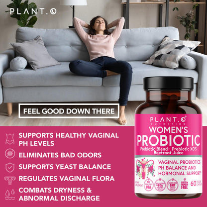 PLANT.O NUTRITION Vaginal Probiotics for Women with 4 Lactobacillus Strains Probiotic & Prebiotic Blend
