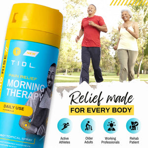 TIDL Pain Relief Spray Bundle - Morning, Cryotherapy & Evening Therapy - 3 x 3oz Sprays for Muscle, Joint, Neck, Back & Knee Pain Relief - Plant-Based Menthol Day & Night Care