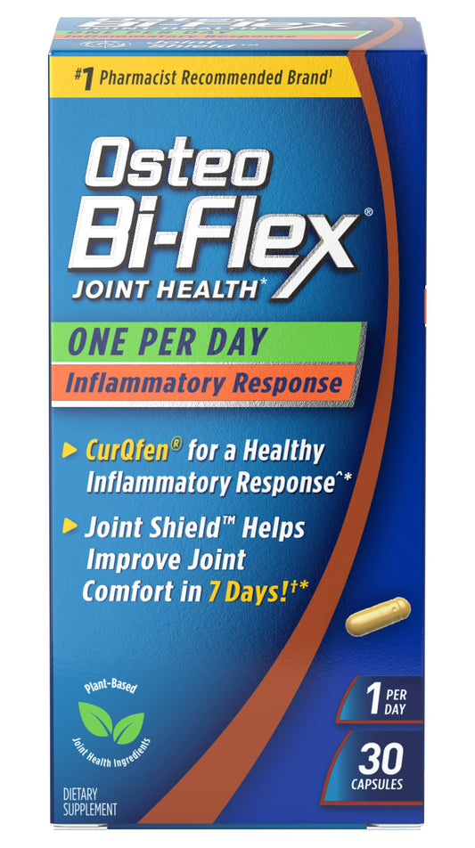 Osteo Bi-Flex One Per Day Inflammatory Response CurQfen Plant-Based Supplement, Improve Joint Function, Strength, Flexibility, Mobility 30 Capsules