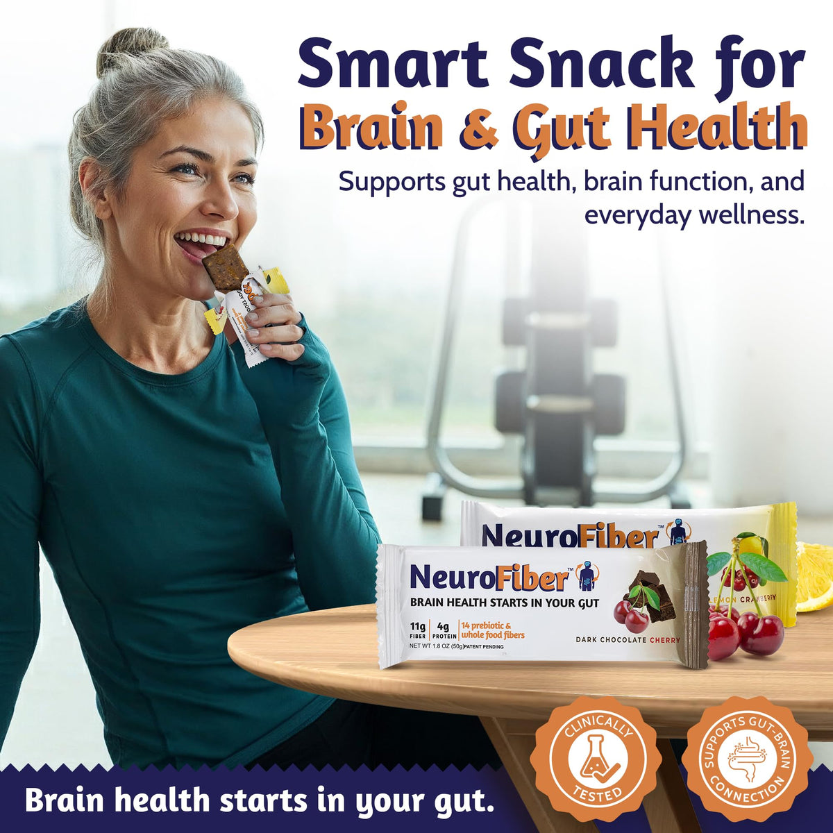 NeuroFiber Prebiotic High Fiber Bars – Gut Health, Bowel Regularity & Brain Function Support – Plant-Based, Gluten Free, Vegan (Sample Pack)
