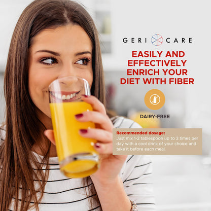 GeriCare Geri-Mucil Psyllium| 4-In-1 Orange-Flavor Psyllium Husk Powder| Daily Fiber Supplement| Sweetened Gluten-Free Fiber Drink Mix| Water-Soluble Husk Fiber Powder For Bowel Movement|13oz (2 Pack)