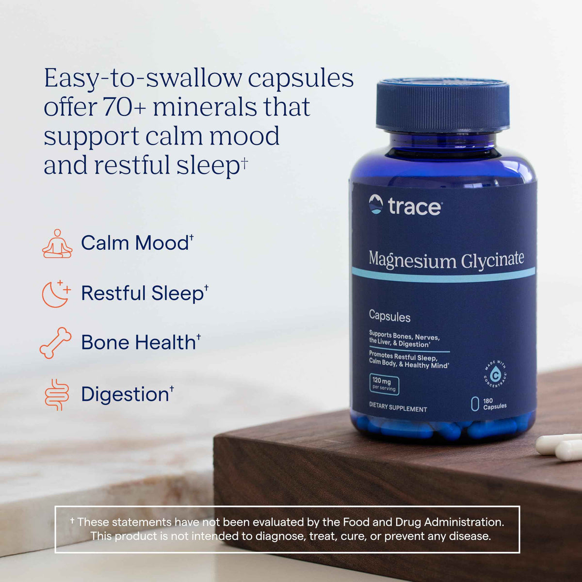 Trace Minerals Magnesium Glycinate - Gentle Magnesium Glycinate Supplement for Healthy Sleep & Relaxation Support - Healthy Mind & Energy