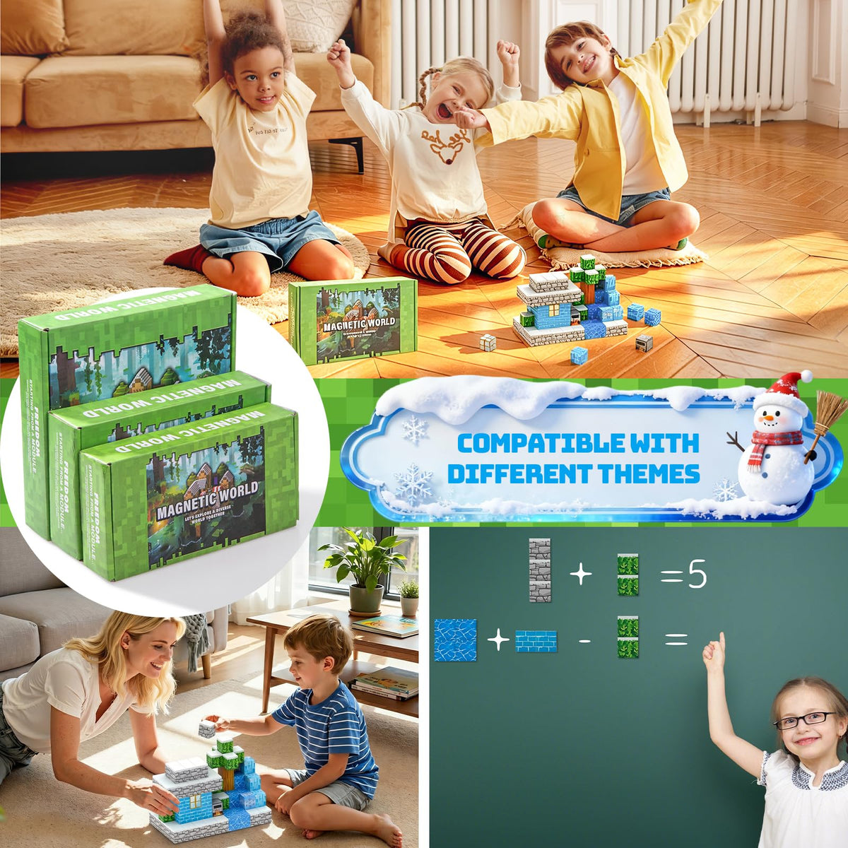Lercaii 110PCS Magnetic Blocks, Magnetic Building Blocks & Magnetic Cubes for Kids, STEM Educational Construction Toys, Creative Building Toys with Strong Magnetic Connection, Gift for Boys & Girls