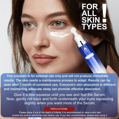 High-Potency Eye Serum (0.5 fl. oz) - 8% Caffeine & 8% Retinol with Hyaluronic Acid, Niacinamide & Peptides - 360° Roller Massage Ball for Puffy Eyes & Dark Circles