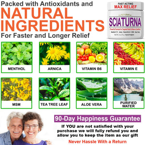 Sciatica Nerve Cream - Maximum Strength Comfort Cream for Feet, Hands, Legs, Toes, Back - Natural Ultra Strength Arnica, MSM, Menthol, Soothing Comfort, 2 Oz NuturnaBuy Supplements Australia