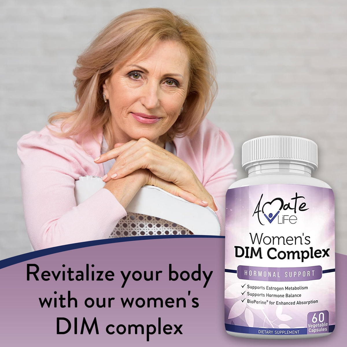 Women’s DIM Complex 150mg - Bioperine Estrogen Balancing Pills for Menopause & Hot Flashes Relief