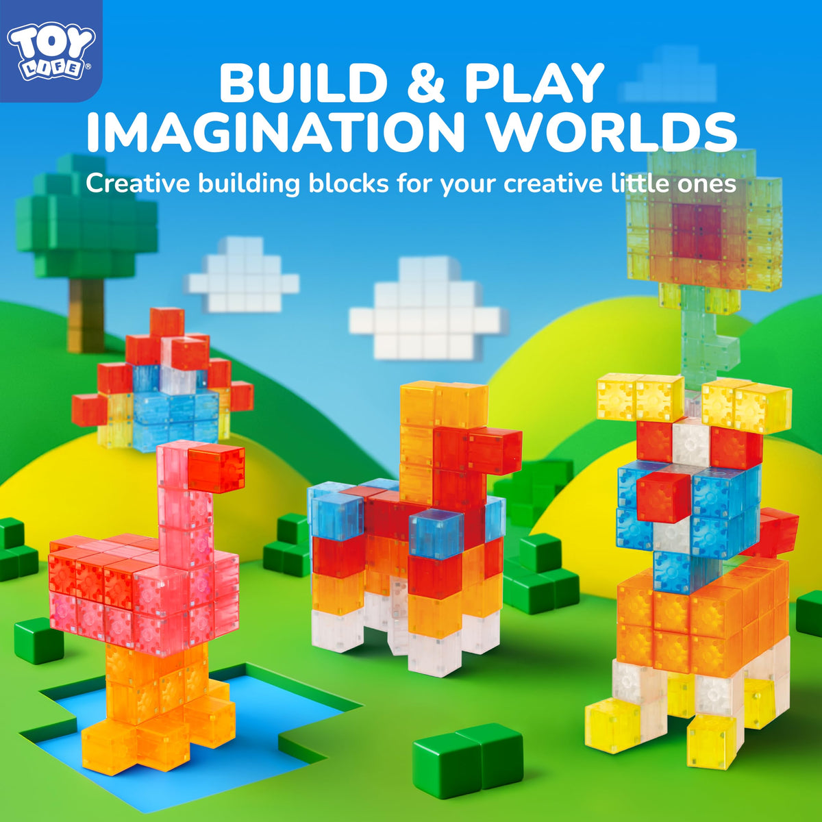 TOY Life Translucent Magnetic Blocks, 36-Piece STEM Set, Ages 3-8