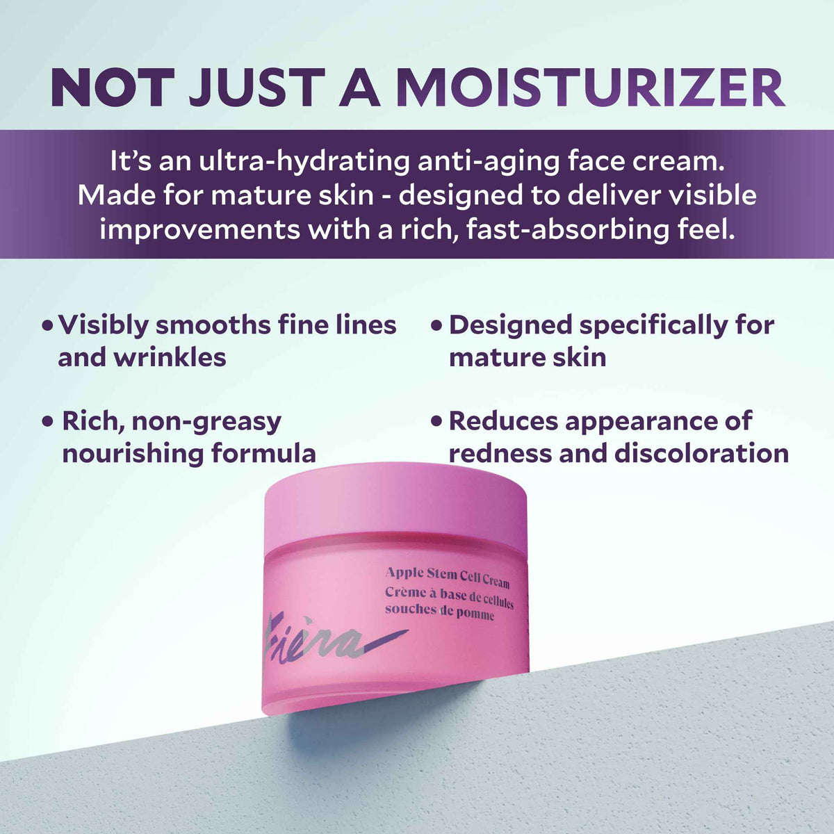 FIÈRA 24-Hour Rejuvenating Face Cream with Apple Stem Cells - Anti-Aging Moisturizer for Mature Skin, Day & Night Hydration, Improves Skin Tone, Texture, and Elasticity - 1.69 FL. OZ. / 50 ML