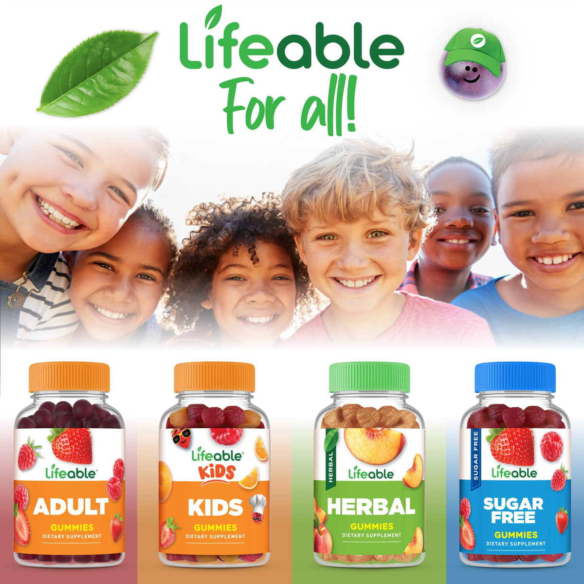 Lifeable Sugar Free Prebiotic Kids Fiber Gummies | 4g Fiber for Kids | Great Tasting Vegetarian Fiber Supplements for Kids | for Digestive Health | Fiber Gummies for Kids | 90 Probiotics Gummies