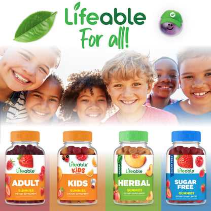 Lifeable Sugar Free Prebiotic Kids Fiber Gummies | 4g Fiber for Kids | Great Tasting Vegetarian Fiber Supplements for Kids | for Digestive Health | Fiber Gummies for Kids | 90 Probiotics Gummies