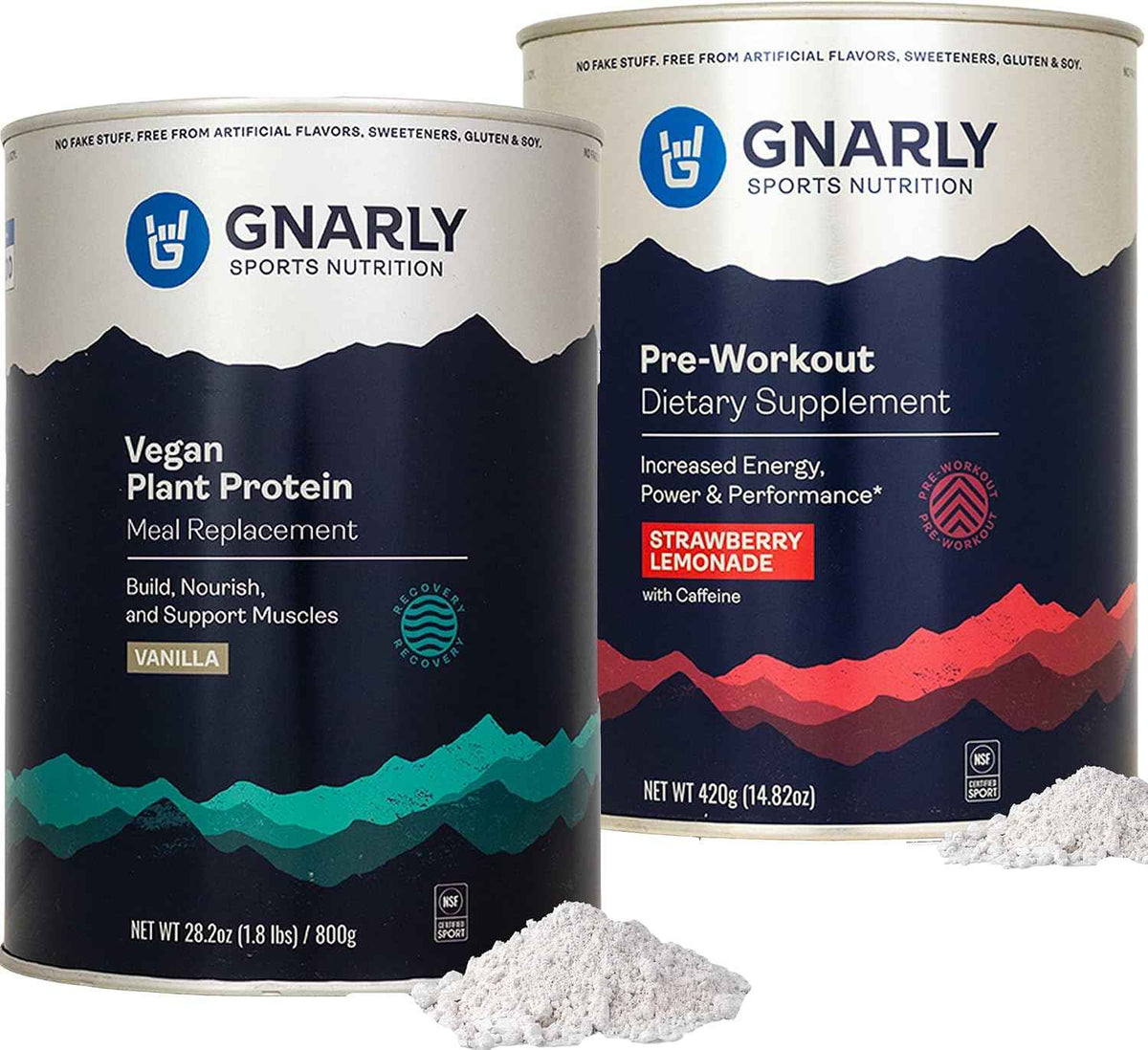 Gnarly Vegan Plant Protein, Meal Replacement - Vanilla (28.2oz) and Gnarly Preworkout Strawberry Lemonade (14.82oz)