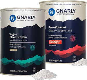 Gnarly Vegan Plant Protein, Meal Replacement - Vanilla (28.2oz) and Gnarly Preworkout Strawberry Lemonade (14.82oz)