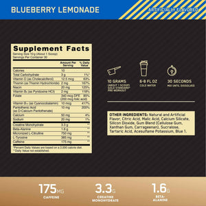 Optimum Nutrition Gold Standard Pre-Workout, Vitamin D for Immune Support, with Creatine, Beta-Alanine, and Caffeine for Energy, Keto Friendly, Blueberry Lemonade