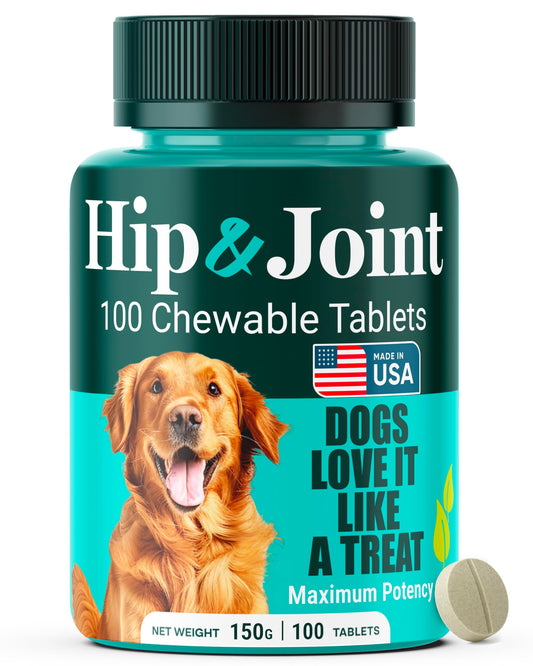 Natureflow Hip & Joint Supplement for Dogs, 300mg Green-Lipped Mussel for Dog Arthritis Pain Relief, Glucosamine, MSM & Chondroitin, Zero Sugar, Large Medium Small Breeds, 100 Chewable Tablets