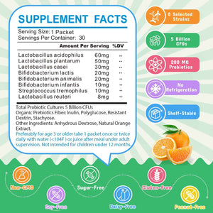 ZEBORA Kids Probiotic & Prebiotics Powder Age 3+ Support Children's Digestive & Immune System with Natural Source, Promotes Constipation Relief, Non-GMO