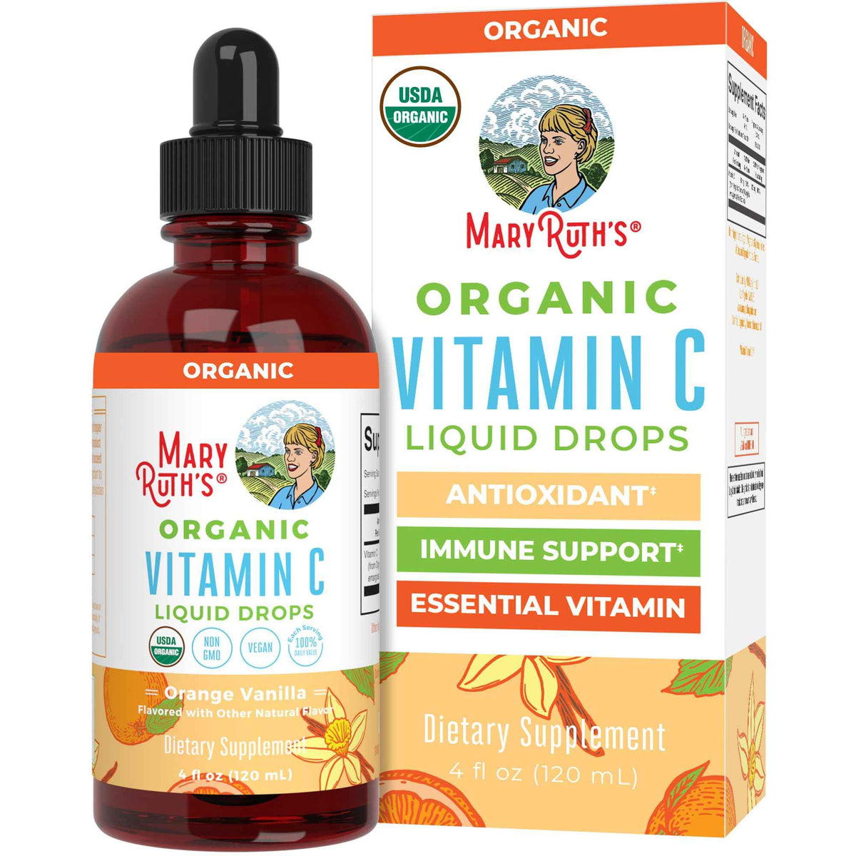 MARYRUTH'S Organic Vitamin C Supplement - Liquid Vitamin C Liquid Drops for Adults & Kids - Immune Support Supplement for Overall Health