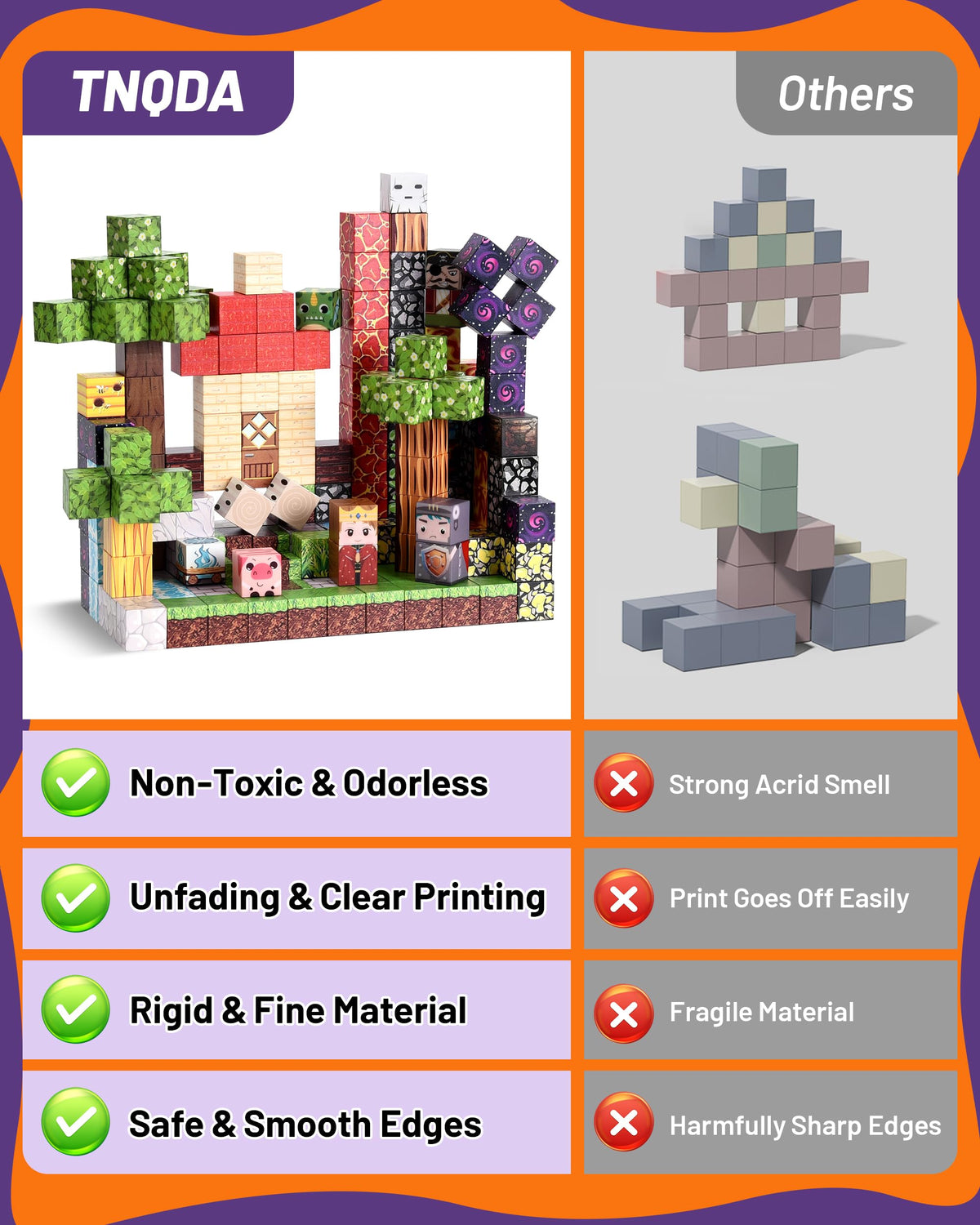 TNQDA 200 PCS Magnetic Blocks STEM Building Set for Boys Girls Kids Age 3+