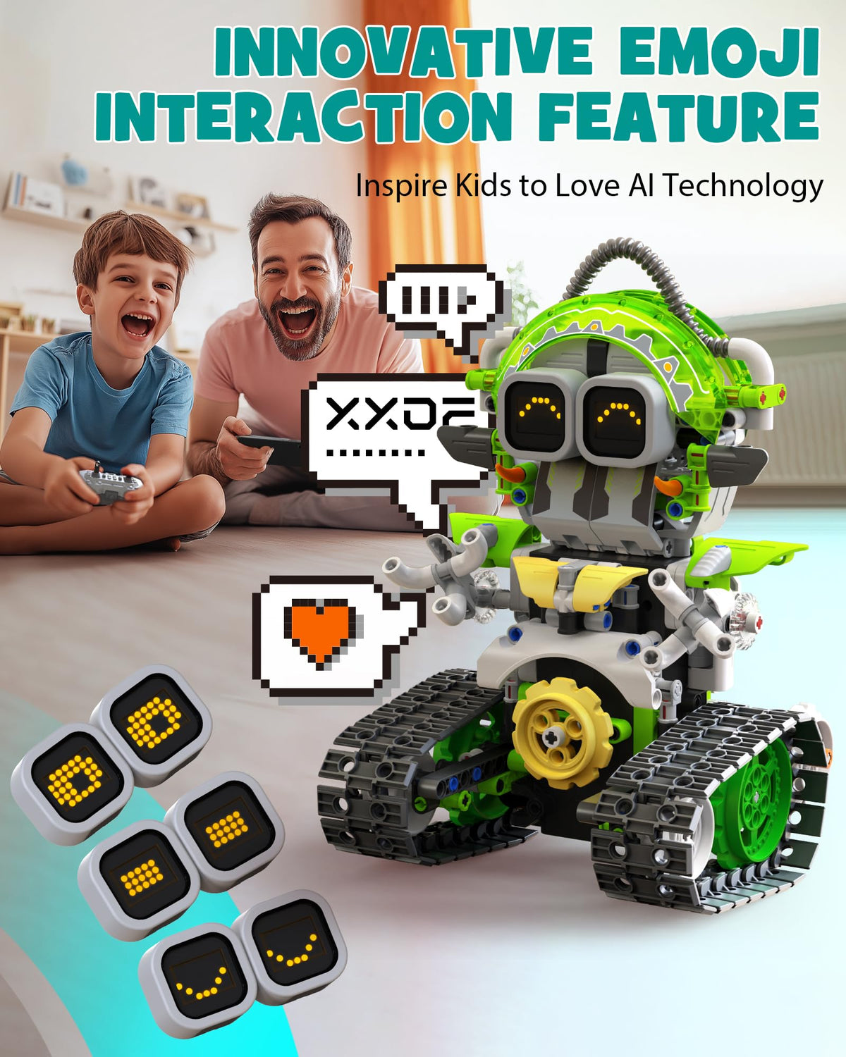 Opmind 5-in-1 STEM RC Robot Building kit, 478Pcs App Coding, Boys Age 6-12