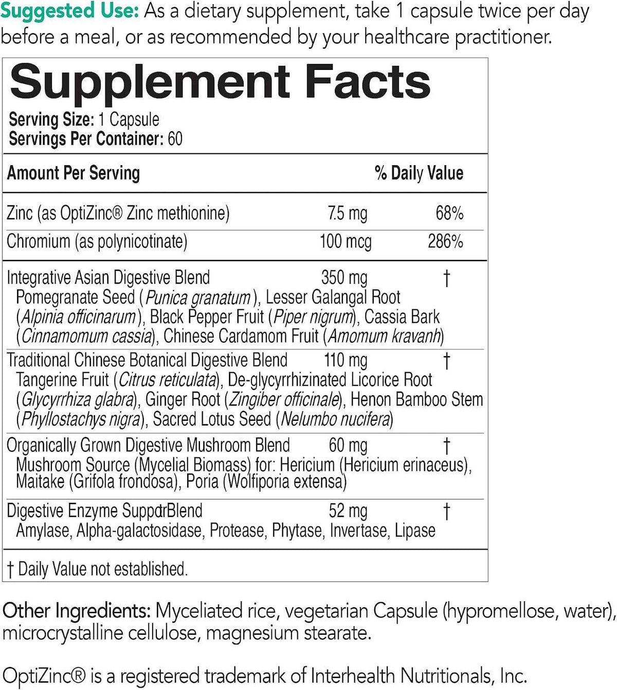 EcoNugenics EcoDigest Digestive Health Supplement - 60 Capsules- Digestive Support - Herbs, Medicinal Mushrooms & Enzymes