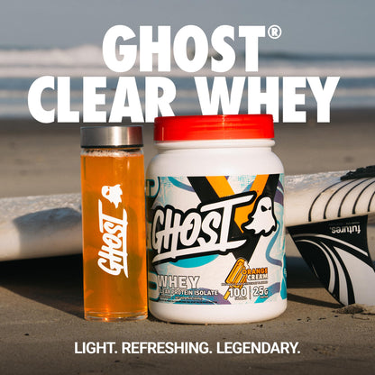 GHOST Clear Whey Isolate Protein Powder, Blue Raspberry - 1.4 LB Tub, 25G of Whey Protein - Post Workout Drink for Muscle Gain & Recovery - Sugar Free, Soy Free & Zero Fat, 20 Servings