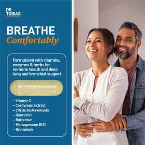 Dr. Tobias Lung Health and Oregano & Caprylic Acid Blend, Supports Lung Cleanse & Detox, Intestinal Health, Immune Support with Prebiotics & Herbs for Women & Men
