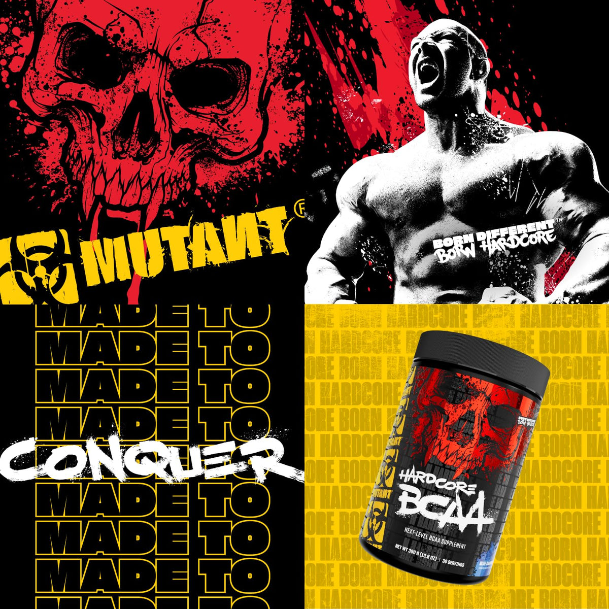 Mutant Hardcore BCAA - Pre, Intra or Post Workout - BCAA Next Level branched-Chain Amino Acids Supplement - Hydration + Recovery - 30 Serving - Blue Raspberry