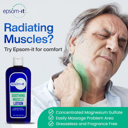 Epsom-It Soothing Muscle Lotion - Epsom Salt Magnesium Sulfate Cream Arnica for Muscle Stiffness, Topical Magnesium Lotion, Providing Comfort for Legs, Knee and Feet, 8.0 oz., 4-Pack