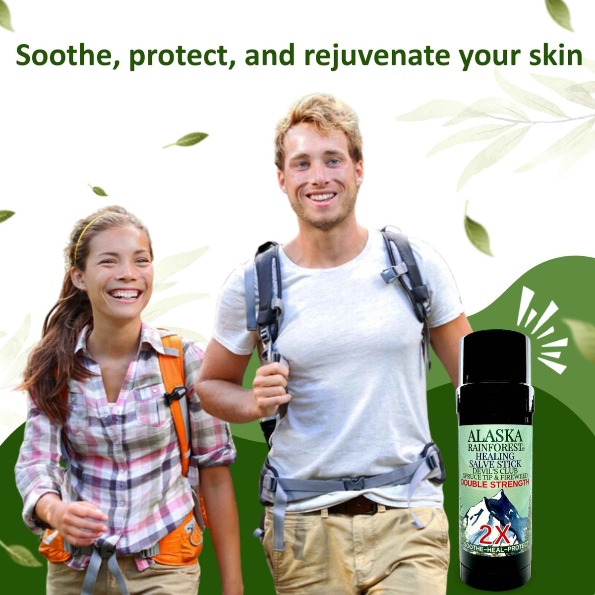 Snowy Summit Alaska Rainforest 2X Salve Stick - Salve for Dry Skin & Joint Relief - Natural Salve for Soothing Skin with Gentle Aroma - Body & Hand Salve - Muscle Rub Alaskan Devil’s Club Oil