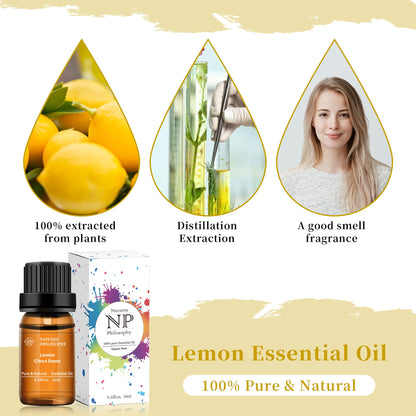 Lemon Essential Oil,100% Pure Organic Essential Oils for Aromatherapy, Diffuser, Massage, Soap Making