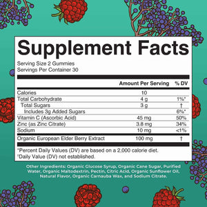 MARYRUTH'S Organics Kids Immune Support Gummies - USDA Organic - Vitamin C, Zinc, and Elderberry Gummies for Kids - Immune Support for Ages 4+ - Vegan - Non-GMO - Gluten Free - 60 Count