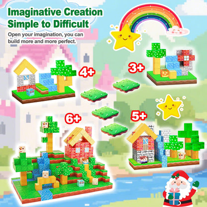 carlle Magnetic Building Blocks 160PCS Magnet Cubes Toys, Build 3D Forest World Set, STEM Montessori Sensory Toys for Kids Boys and Girls Ages 3-5 4-8