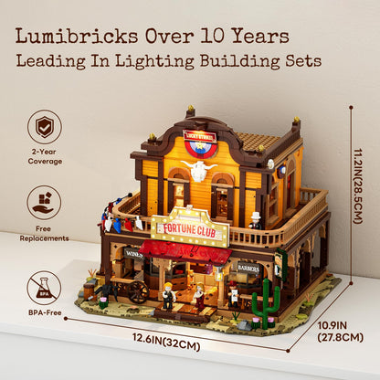 Lumibricks Western Fortune-Club-Saloon Lighting Building Set, 2782 Pcs