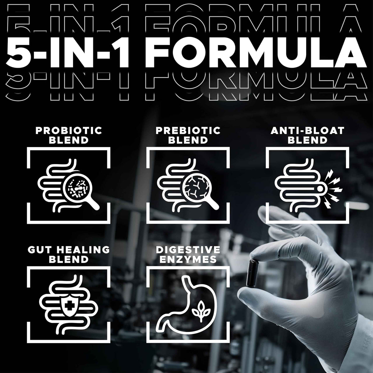 DIGESTIVAL 5-in-1 Gut Health Formula: Probiotics, Prebiotics, Enzymes, Gut Healing & Bloat Relief with 53 Ingredients, 60 Billion CFU, and Advanced Support for IBS