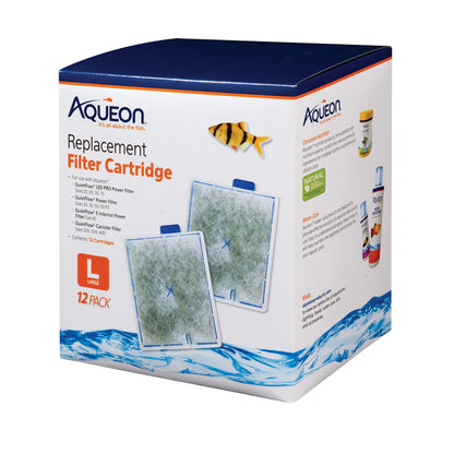 Aqueon Aquarium Fish Tank Replacement Filter Cartridges, Large - 3 Pack - Fish tank filter cartridge with activated carbon, rinse-install tab, change every 4 weeks, fits canister filter 200-400