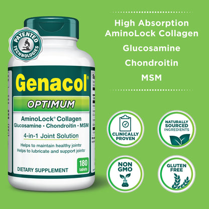 Genacol Optimum – Glucosamine, Chondroitin, MSM & Collagen, 60-Day Supply
