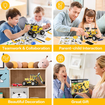 Lucky Doug Stem Building Projects Toys for Kids Boys 8 9 10 11 12 Year Old, Metal Building Construction Model kit, Building Blocks DIY Toy