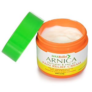 MaxRelief Arnica Montana Pain Cream - Advanced Formula for Deep Relief - Soothe Knee, Joint & Muscle Pain - Reduce Swelling, Joint Inflammation Fibromyalgia & Plantar Fasciitis Relief - Emu Oil 2oz MaxReliefBuy Supplements Australia