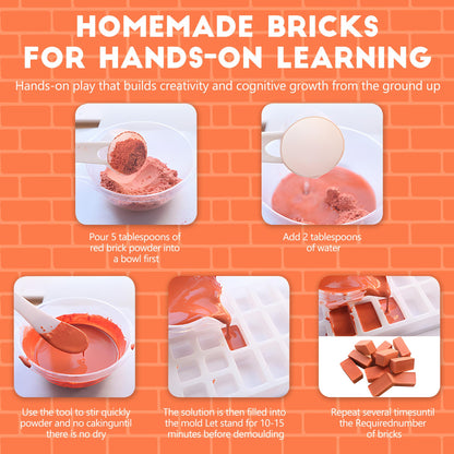 ROHSCE House Building Set for Kids 4+, Mini Brick Construction Kit with Mortar, STEM Architecture Blocks, Reusable DIY Projects, Creative Birthday Gift