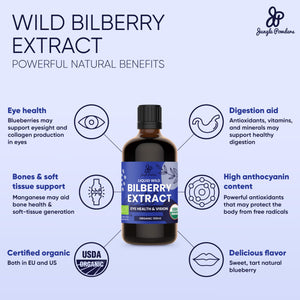 Grandpa Gifts from Granddaughter Wild Bilberry Extract USDA Organic Alcohol-Free 2x3.4oz Bottle of Liquid Bilberry Gift for Grandpa Health Gifts for Eyes High Bioavailability Liquid Extract 40 Serving Jungle PowdersBuy Supplements Australia