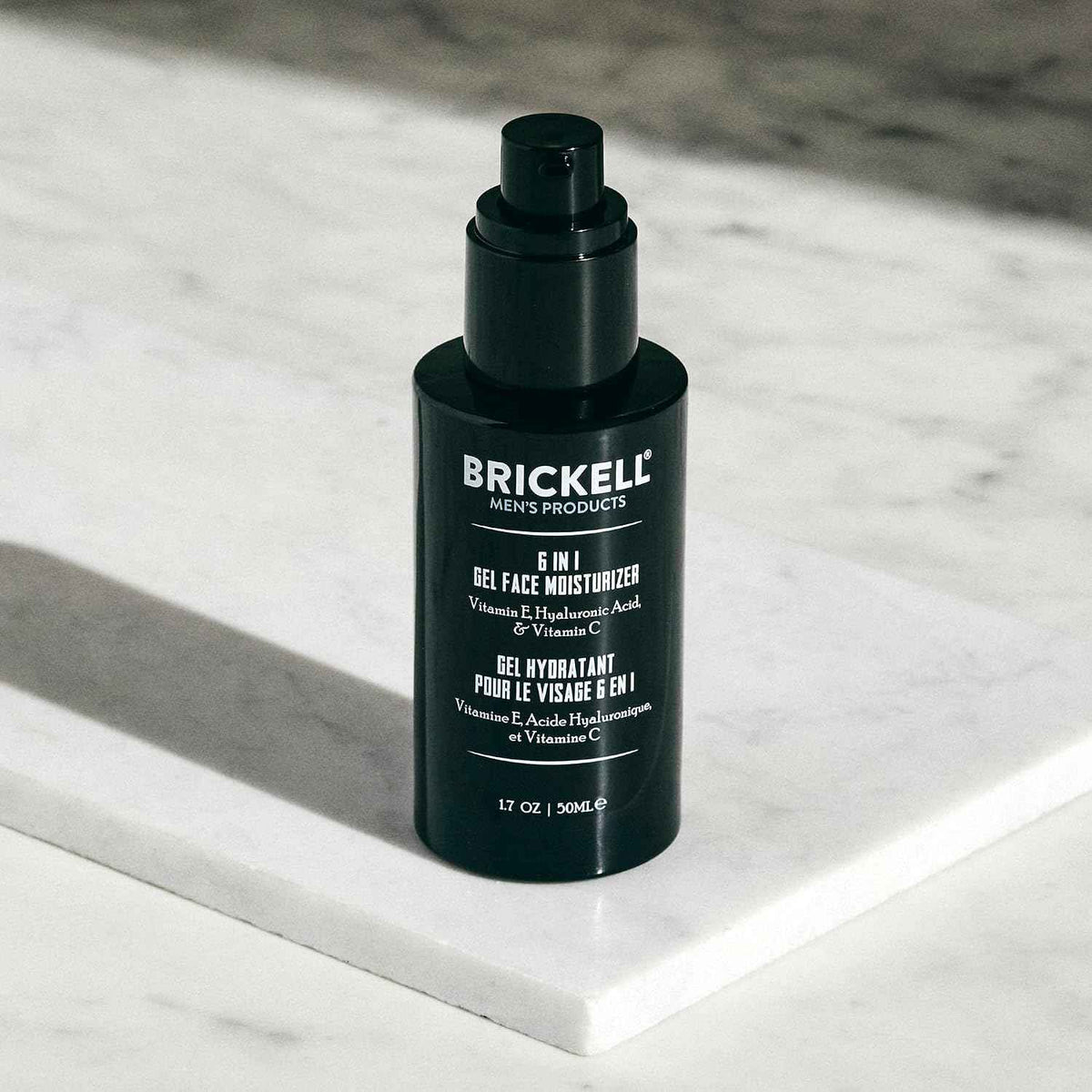 Brickell Men's 6 in 1 Gel Face Moisturizer for Men, Gel Moisturizer With Hyaluronic Acid, Peptides, and Vitamin C, 1.7 ounces, Unscented