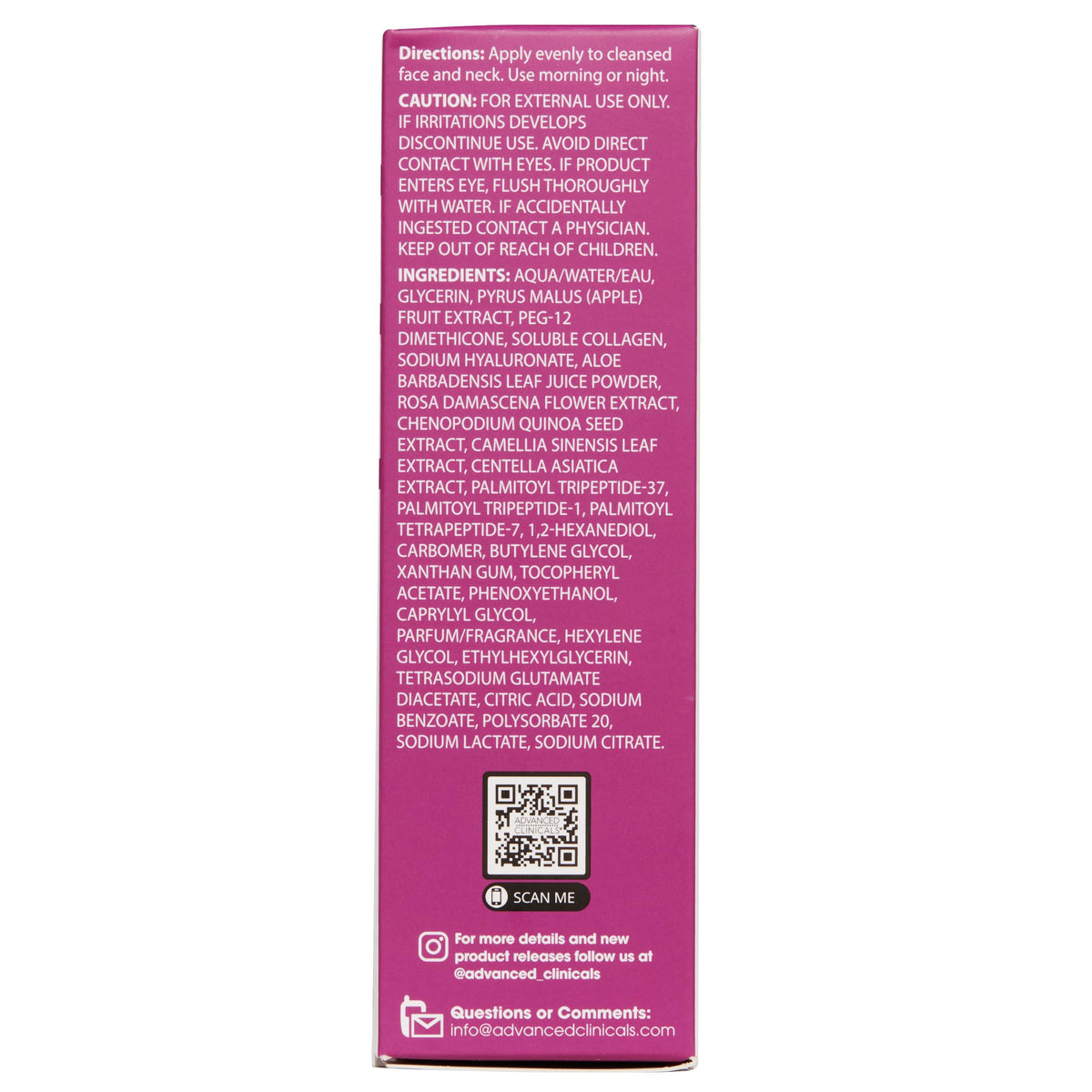Advanced Clinicals Multi Peptides Serum – Collagen Support & Hydration (52ml x 2)